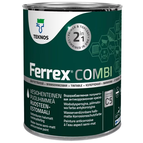 Ferrex Combi 2 i 1 Svart 1-liter i gruppen Målarfärg / Inomhus / Metall hos Spraycan Sweden AB (0340110001)