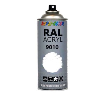 Vit sprayfärg RAL 9010 400 ml. Blank akryllack i sprayurk, Dupli-Color