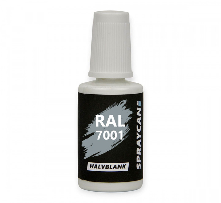RAL 7001 Silver Grey, vattenbaserad bättringsfärg i penselflaska 20 ml