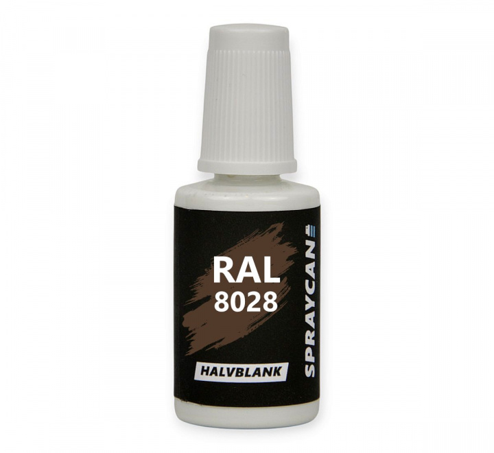 RAL 8028 Terra Brown. Penselflaska med vattenbaserad bättringsfärg 20 ml