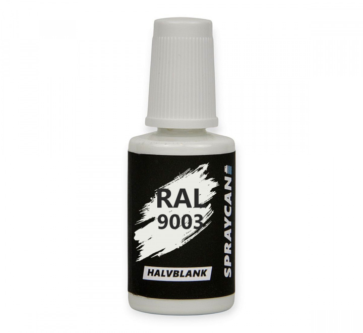 RAL 9003 Signal White. Penselflaska med vattenbaserad bättringsfärg 20 ml