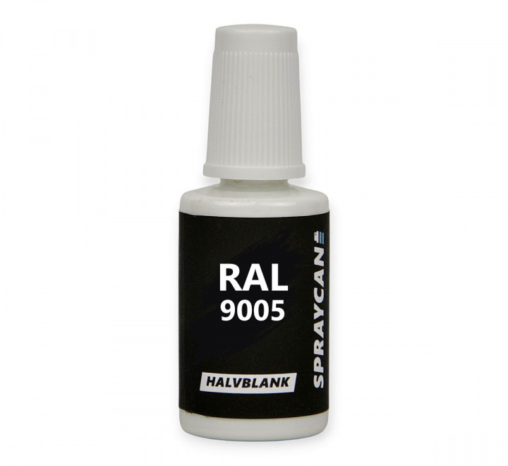 RAL 9005 Jet Black. Penselflaska med vattenbaserad bättringsfärg 20 ml