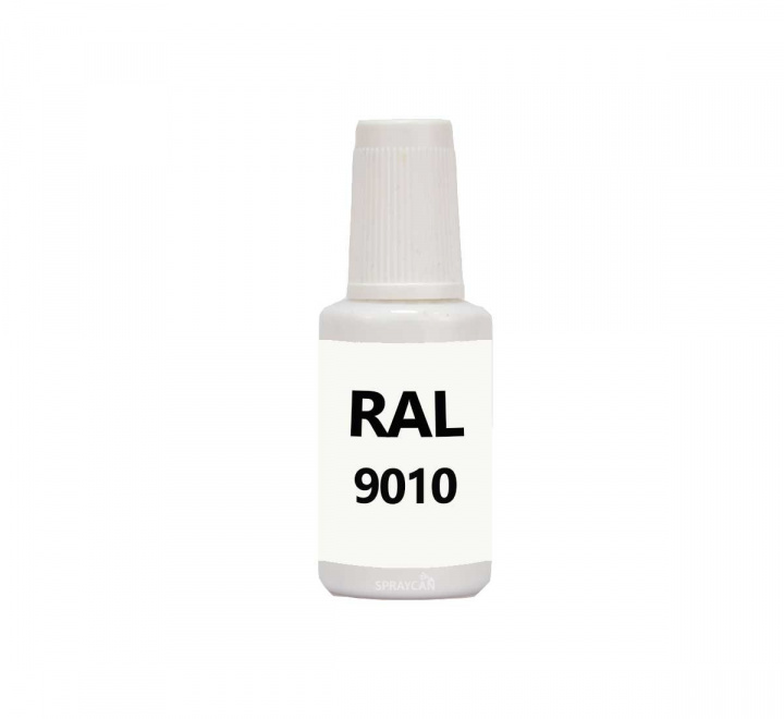 RAL 9010 Pure White. Penselflaska med vattenbaserad bttringsfrg 20 ml