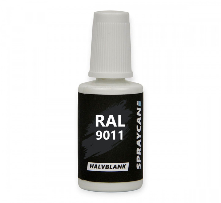 RAL 9011 Graphite Black. Penselflaska med vattenbaserad bättringsfärg 20 ml