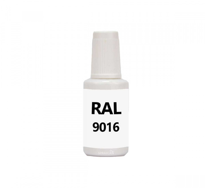 RAL 9016 Traffic White. Penselflaska med vattenbaserad bttringsfrg 20 ml