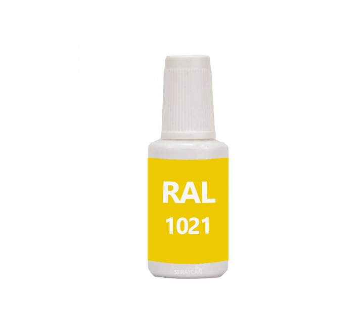 RAL 1021 Colza Yellow. Penselflaska med vattenbaserad bttringsfrg 20 ml