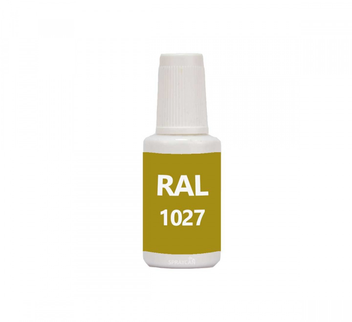 RAL 1027 Curry. Penselflaska med vattenbaserad bttringsfrg 20 ml