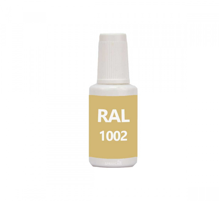 RAL 1002 Sand Yellow. Penselflaska med vattenbaserad bttringsfrg 20 ml