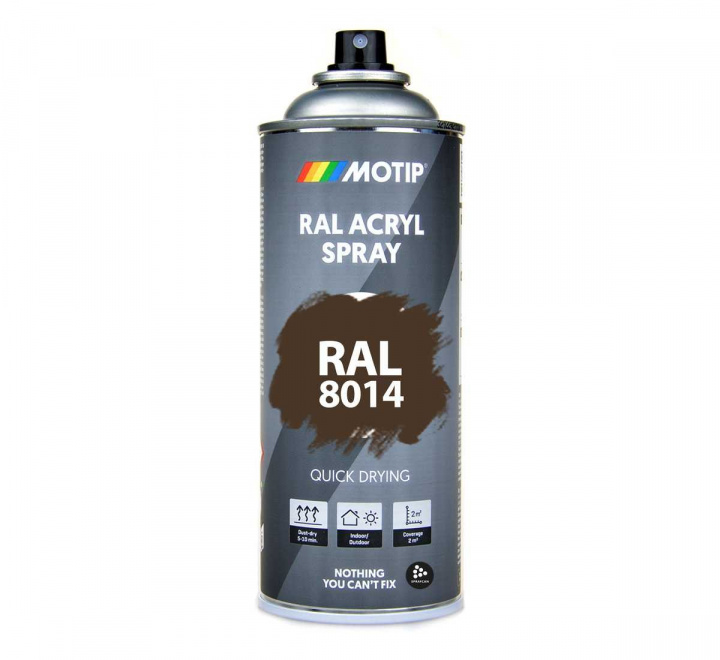 Sprayfrg i RAL-kulr 8014, Sepia Brown | Snabbtorkande akryllack fr inom- och utomhusbruk 400 ml