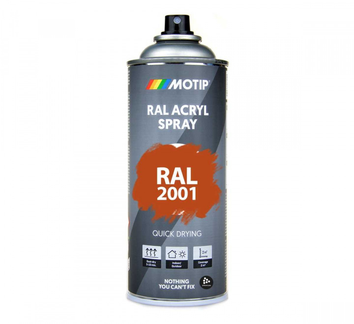Akrylspray i RAL 2001, Red Orange. Sprayfrg 400 ml fr inom och utomhusbruk