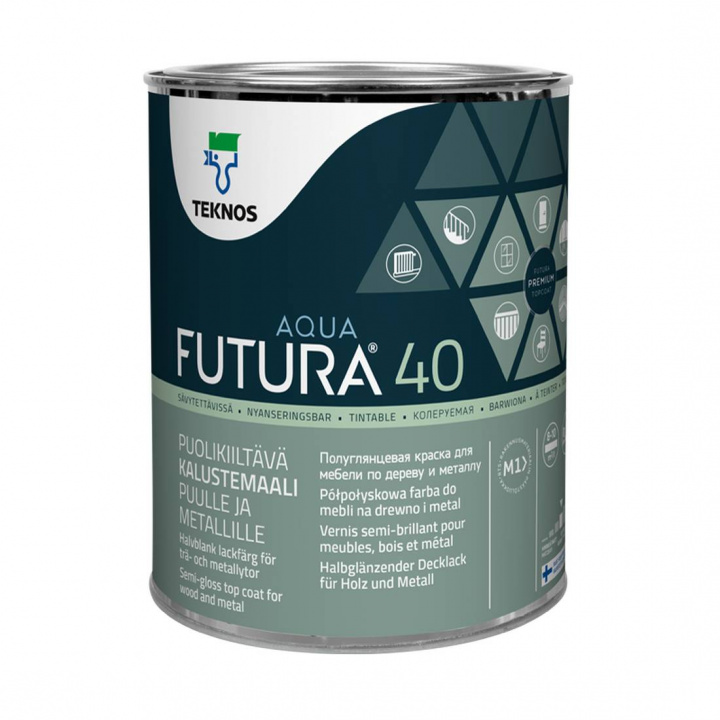 Futura Aqua 40, halvblank lackfärg för inom- och utomhusbruk 0,9 L