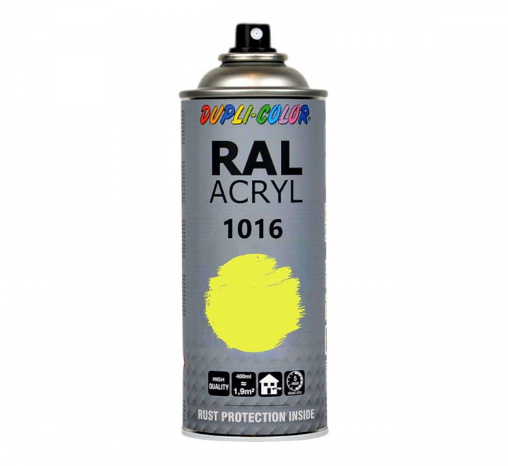 RAL 1016 Sulphur Yellow. Högkvalitativ akryllack på sprayburk 400 ml