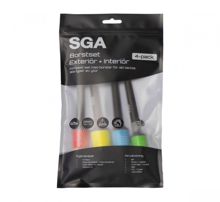 Rengöringsborste 4-Pack För Exteriör & Interiör i gruppen Fordonsvård / Tvätt & Städtillbehör / Tvättborstar hos Spraycan Sweden AB (GB017)